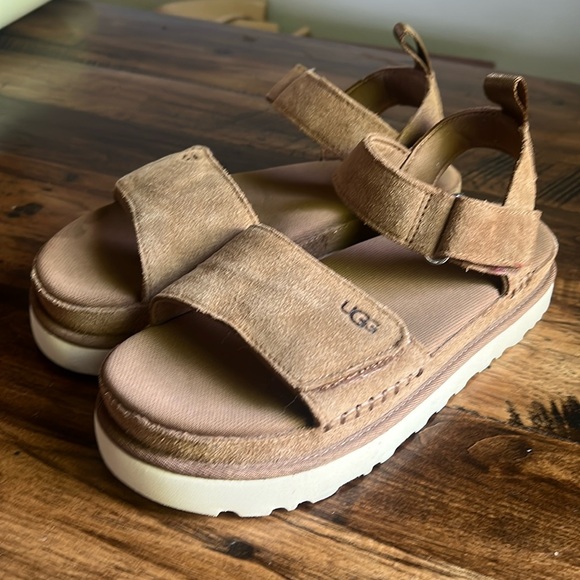 Ugg Sz 8.5 Women’s Goldenstar Sandal in Chestnut Super Comfortable - Picture 2 of 13